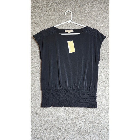 Michael Kors Tops - NWT Michael Kors Women's Black Sleeveless Top Smocked Hem Casual Workwear Small